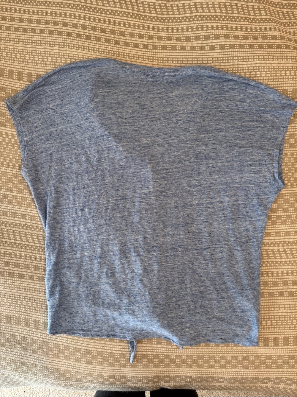 LA Dodgers Logo Tommy Bahama Heathered Light Blue Tie Front Blouse - Picture 4 of 4